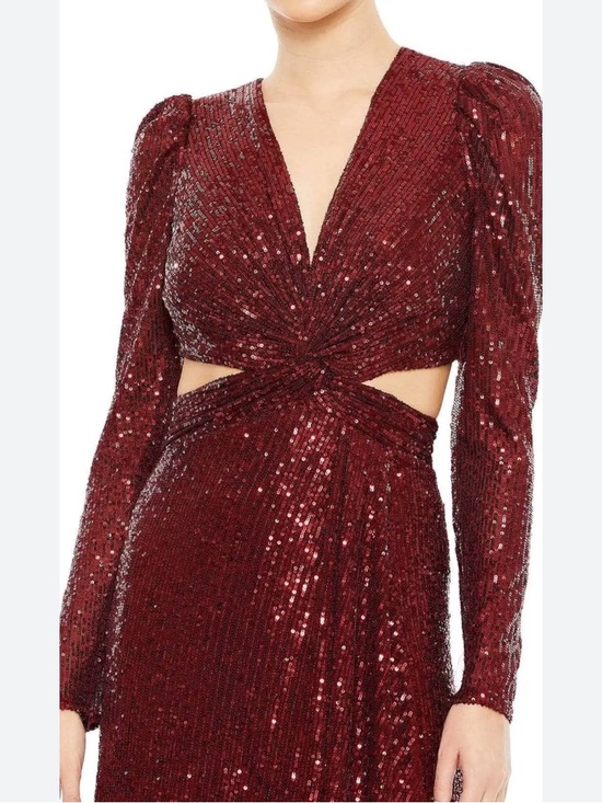 Mac Duggal Wine Sequin Cutout Evening Gown Size 4